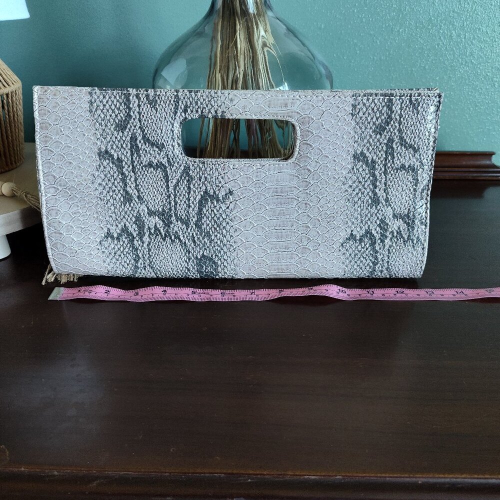 Faux Snakeskin Clutch